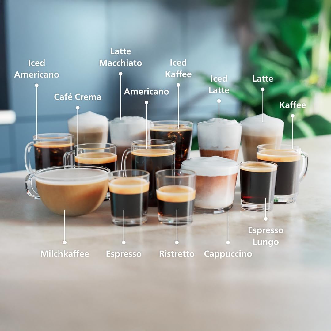 Serie 5500 EP5546/70 Kaffeevollautomat – LatteGo Milchsystem, 20 heiße und kalte Kaffeespezialitäten, 40% leiser mit SilentBrew, QuickStart, Schwarz und Silber